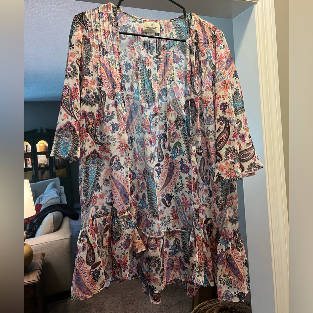 American Eagle multicolor sheer kimono size medium